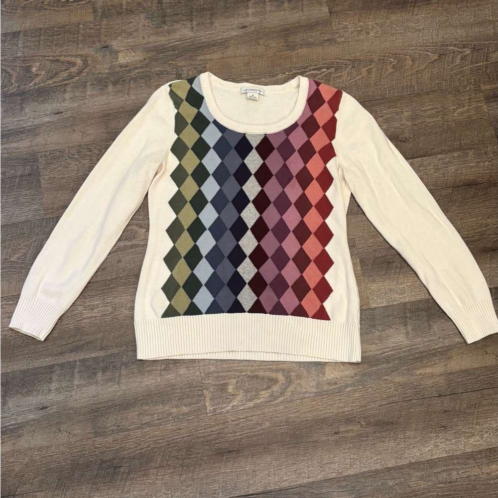 Vintage Rainbow Argyle Pattern sweater- Medium